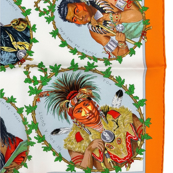 Hermes Silk Scarf Chief Indiens 90 - Picture 4 of 9